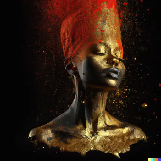 DALL·E 2022 10 25 17.10.04   picture of colorful mud explosions and paint splashes and splitters but as nefertiti, black red and gold gigapixel low_res scale 6_00x